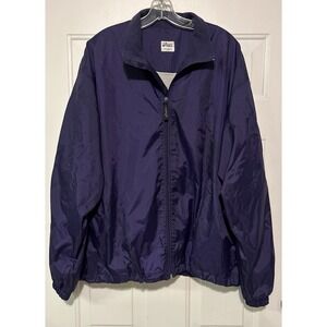 Asics Vintage Windbreaker Jacket Mens Large Purple Full Zip Striped Sleeve Retro